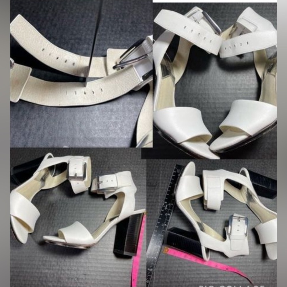 Michael Kors White Leather 4” heeled sandal 5.5M EUC WORN ONLY ONCE PRICE FIRM!! - Picture 12 of 13